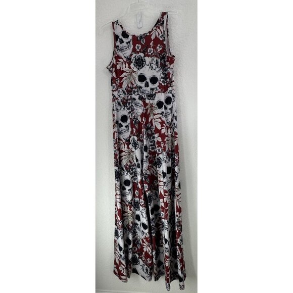 Skull Jumpsuit All Over Print Halloween Grunge Goth Women's Sz M Day Of The Dead - Picture 5 of 10